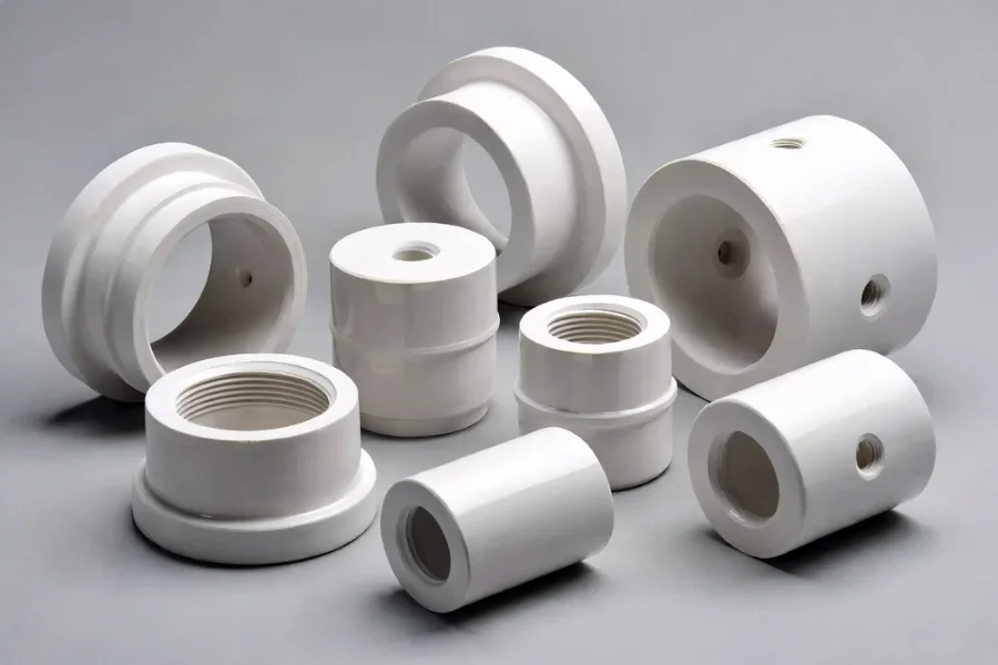 Oxide ceramic components demonstrating types and applications of ceramic materials in electrical and structural use